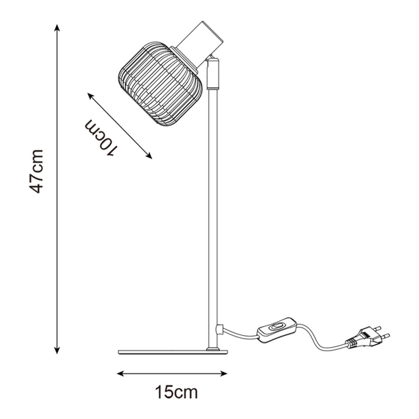 Stołowa lampa z regulacją Stem R5021009A-1T Zumaline szklana czarny biały