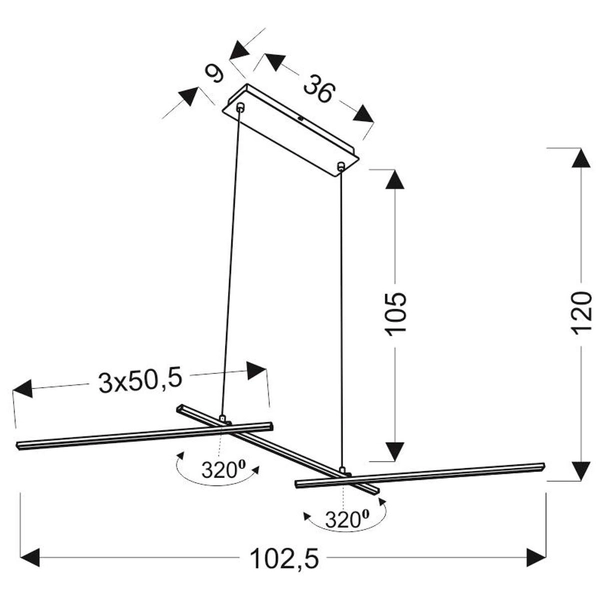 LAMPA wisząca THASOS A0021-330 Candellux geometryczna OPRAWA listwy LED 23W 4000K metalowe chrom