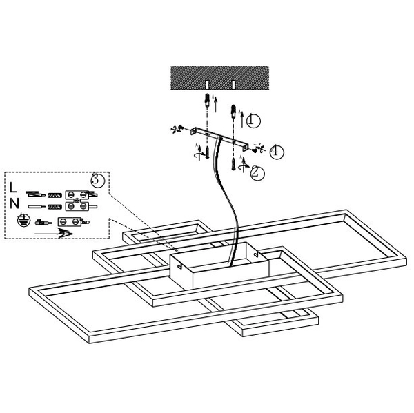 LAMPA sufitowa THIAGO 652610342 Trio geometryczna OPRAWA ramki LED RGB 36W 3000K - 6000K metalowe grafitowe