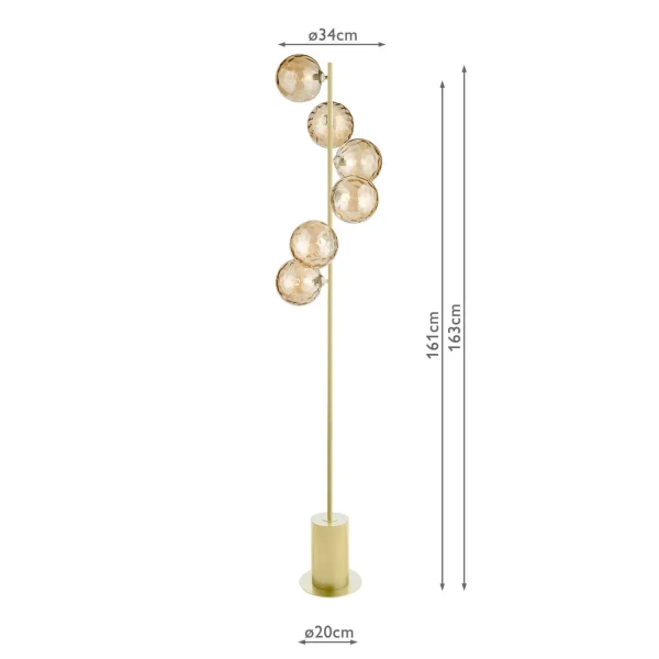 Molekułowa lampa podłogowa Spiral SPI4935-11 kule bursztynowe złoty