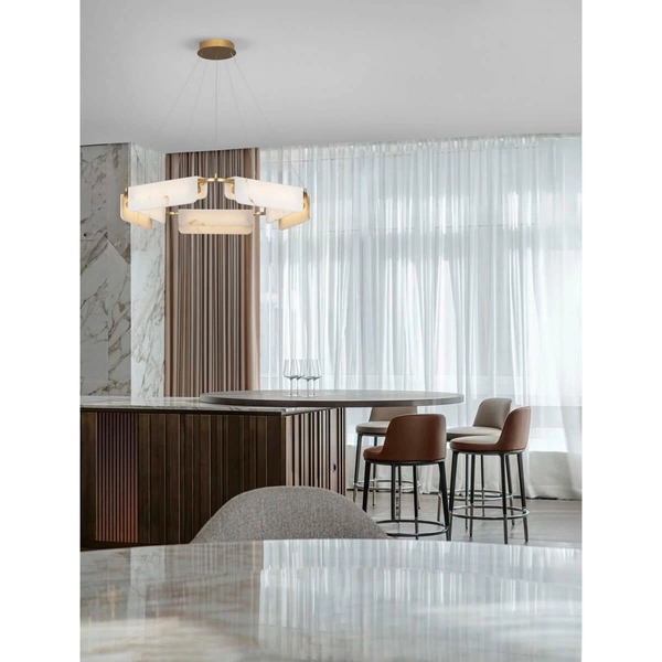 Wisząca lampa do salonu MAIRANA LE44617 LED 45W 3000K marmurowa biała złota