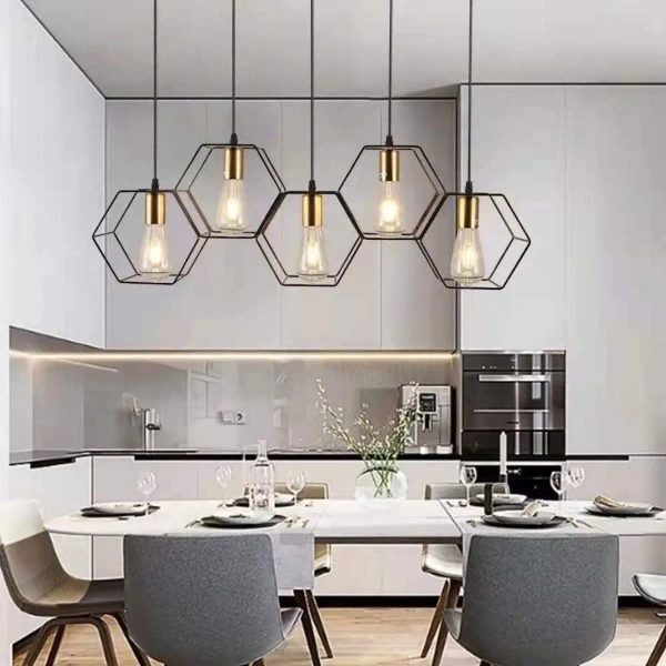 Wisząca lampa na listwie Honey ABIGALI-LWH-5XE27 plaster miodu czarna
