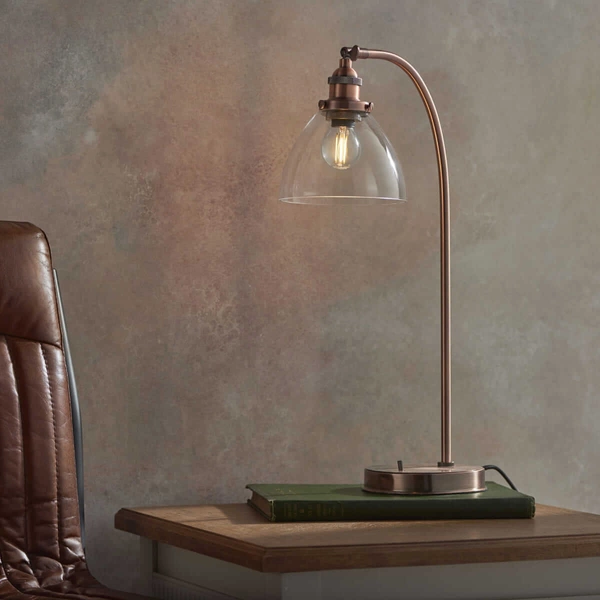 Nocna lampka szklana Hansen 77861 Endon miedziana przezroczysta