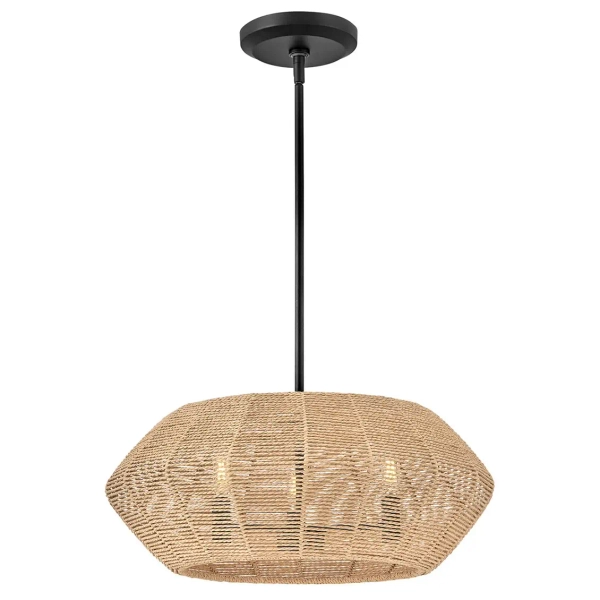 Regulowana sufitowa lampa Luca QN-LUCA-P-S-BK-CAM do jadalni sznur brązowy