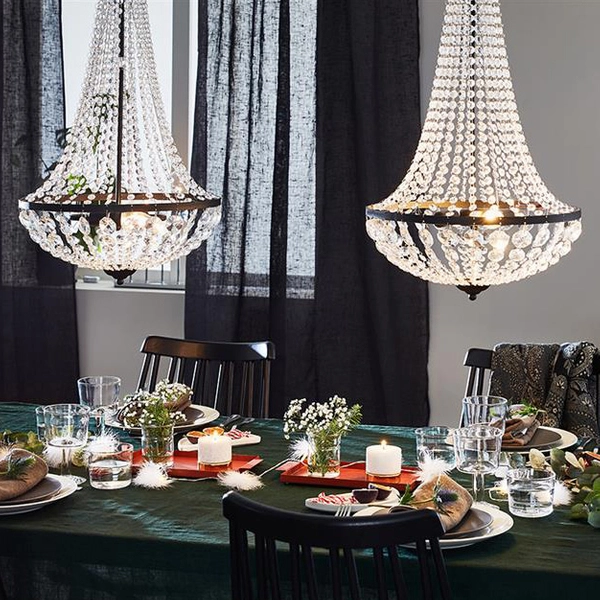 Czarna lampa pałacowa Granso 107027 do jadalni nad stół glamour