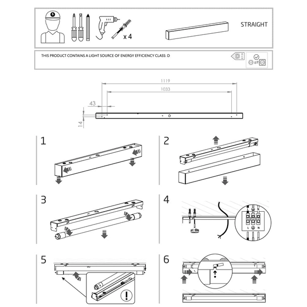 Plafon podłużny Straight Ceiling 7551 Nowodvorski do salonu grafitowa