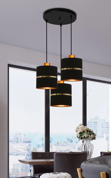 Lampa zwisowa Assam 33-17468 Candellux potrójna loft czarna złota