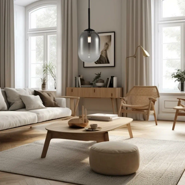 Szklana kula żyrandol ALIAS BLACK ML0322 do jadalni czarny