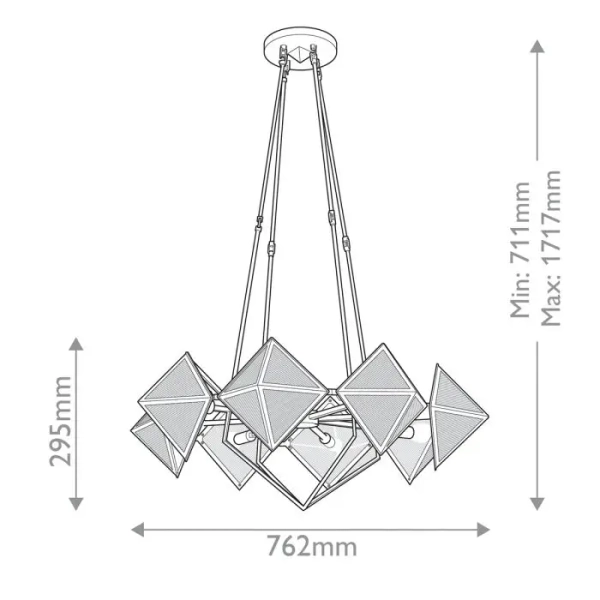 Szklany żyrandol Cairo QN-CAIRO8-VBS-CR geometryczny mosiądz antyczny