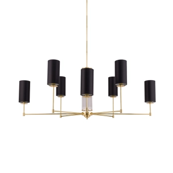 Żyrandol z abażurami Empoli EMP-ZWL-8 (Z) podłużne tuby czarne mosiądz