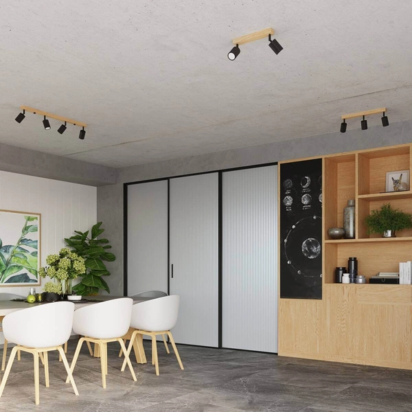 Lampa nasufitowa na listwie Verdo SL.1294 do kuchni drewniana czarna