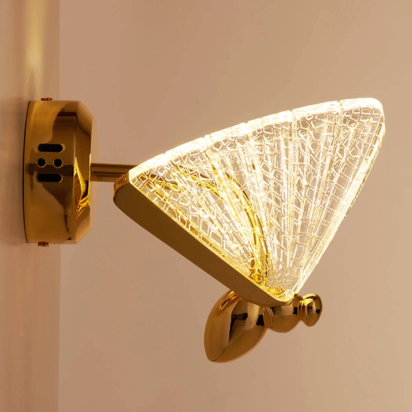Ozdobny kinkiet ścienny Bee ST-W0612-1S LED 7W 3000K motyl szkło złoty