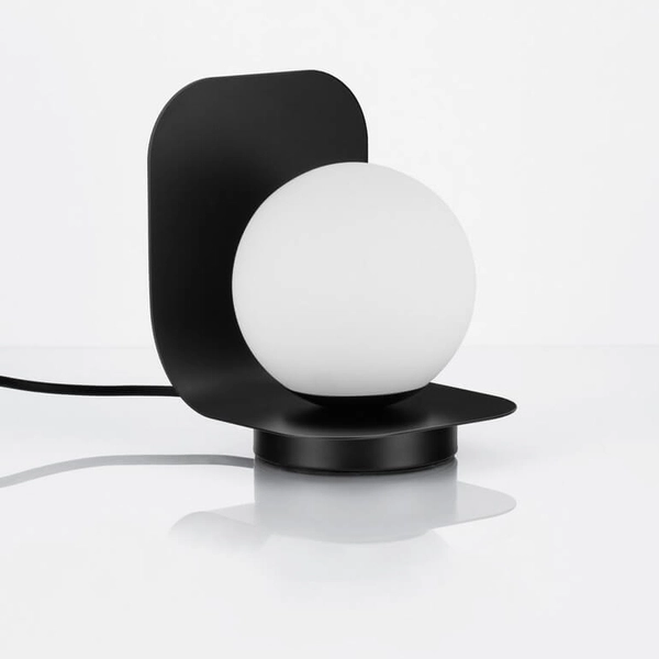 Biurkowa lampka HERAS LE44295 kula bańka do sypialni czarna biała