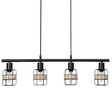 Industrialna LAMPA wisząca INDIANA 5284 Rabalux druciany zwis 4-punktowy do przedpokoju czarny