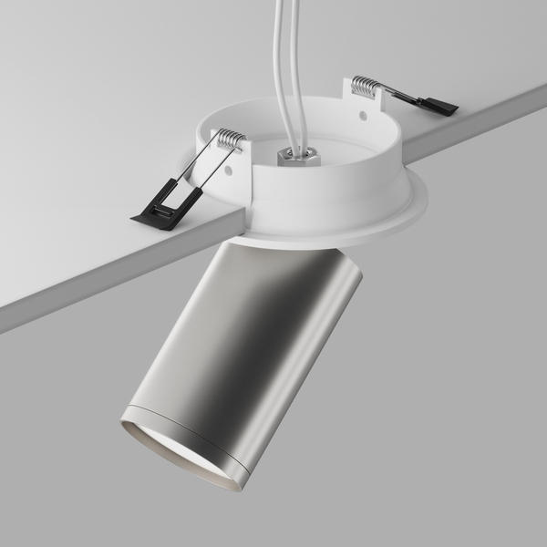 Tuba lampa podtynkowa reflektor regulowany biała srebrna Focus OUTLET