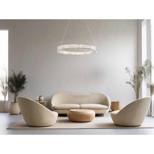 Ring lampa wisząca Bauta crystal LED 47W 3500K nad stół złota