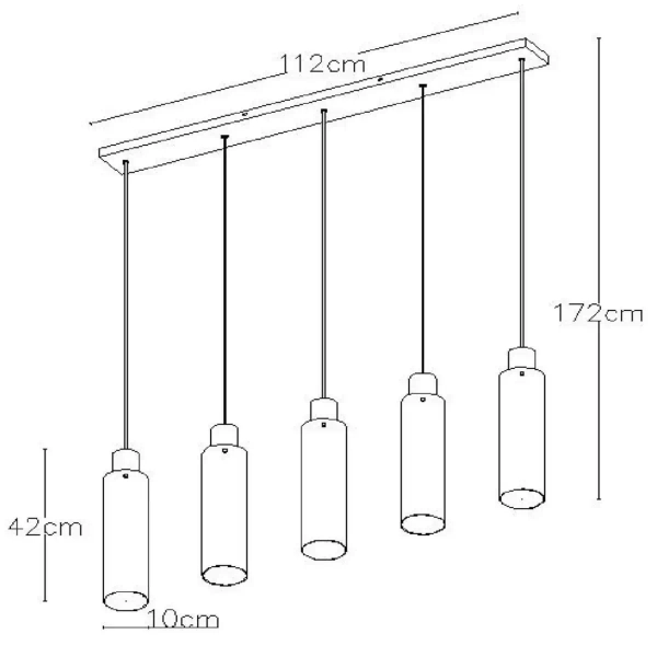 Szklana lampa wisząca ORLANDO 74404/05/65 Lucide przydymiony czarny