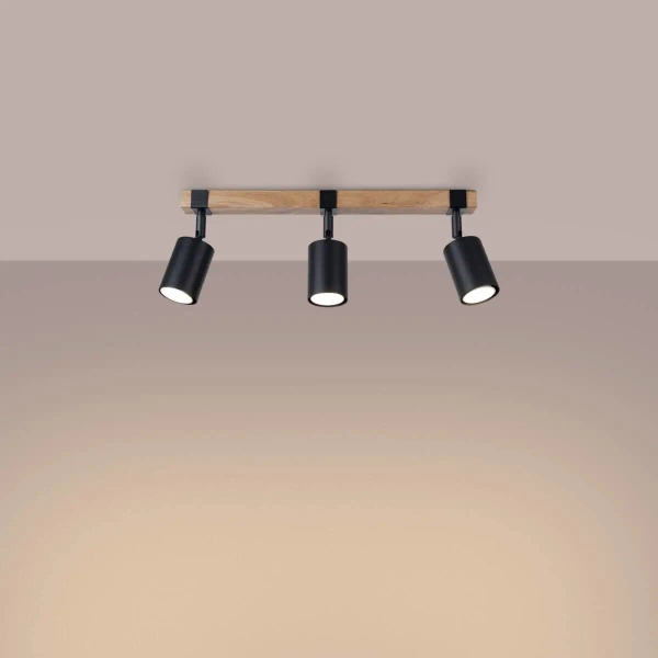 Potrójna plafoniera Fager SL.1345 Sollux do kuchni tubki czarna