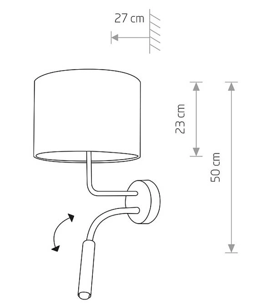 Biała lampa ścienna Hotel Plus 9073 kinkiet do czytania regulowany