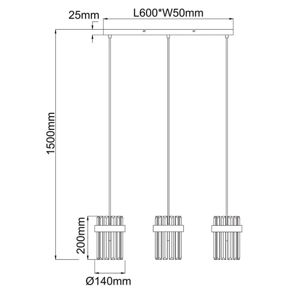 Kryształowa lampa wisząca Vetro LP-2910/3L CH do salonu chrom przezroczysta