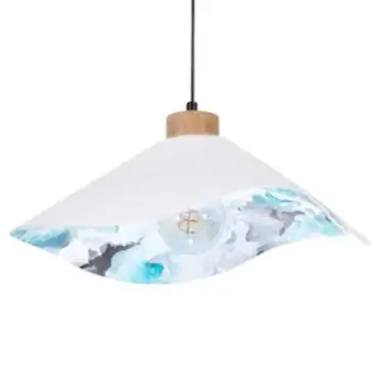 Wisząca lampa hampton HATTU FLORAL 1614619174 materiałowa kopułowy biały