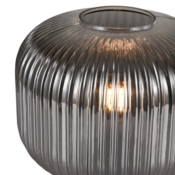 Nocna lampa grzyb Demarius DEM4210 szklana przydymiona czarna