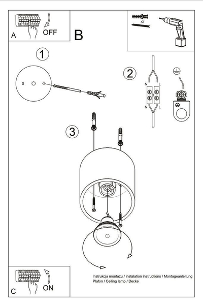 Sufitowa lampa downlight SL.0016 metalowa tuba czarna OUTLET