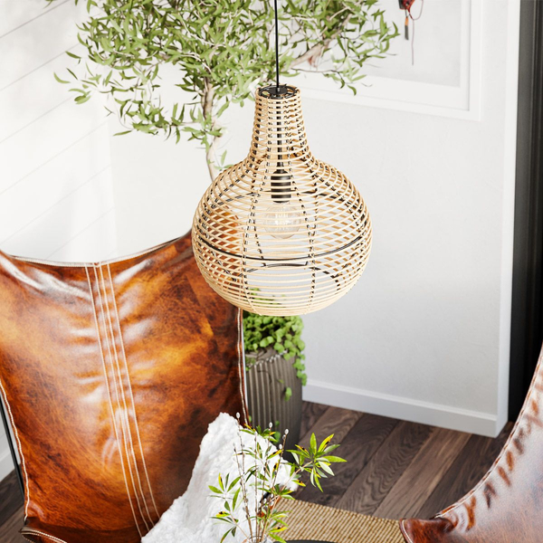Kulista lampa wisząca Granada rattanowy zwis boho nad stół