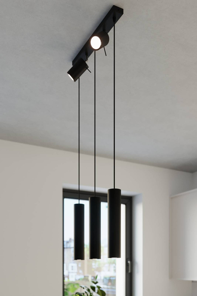 Zwisowa lampa Ring SL.1099 Sollux z reflektorkami do jadalni czarna
