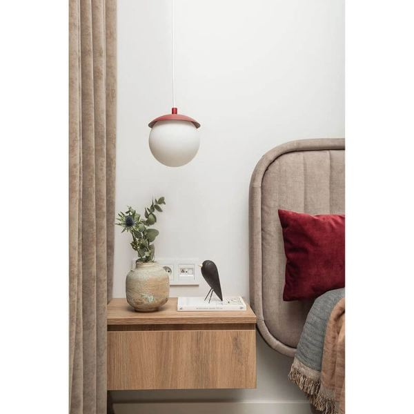 Lampa wisząca nad wyspę Kuul KLF141PS0 kulista IP44 bordowa biała