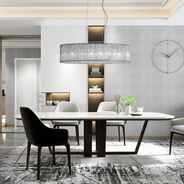 Wisząca lampa glamour Anabella P0207-06E-F4QL Italux owalna kryształ srebrny