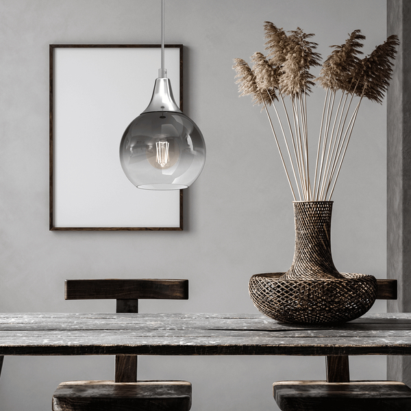 Lampa wisząca Monte MLP8321 kropla przydymiona srebrna