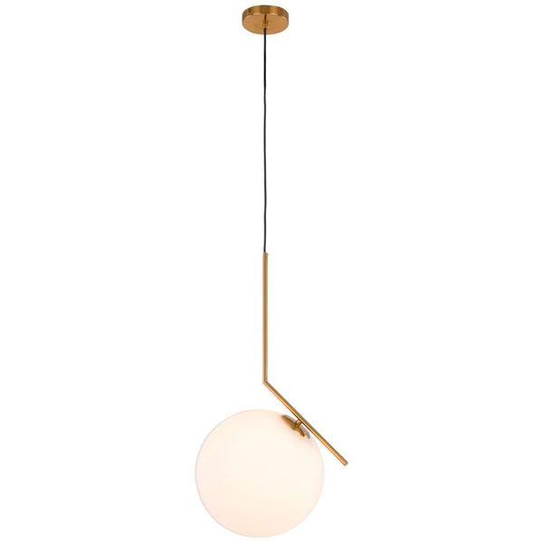 LAMPA wisząca CONDI MDM-7475/1-L-G MDECO modernistyczna OPRAWA szklany ZWIS kula ball mosiądz biała