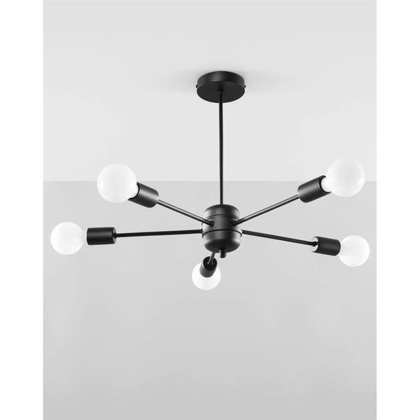5-płomienna lampa wisząca SL.1022 czarna do sypialni sticks