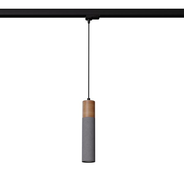 Lampa wisząca  do systemu trójfazowego ZANE MYL.00425 szara drewniana