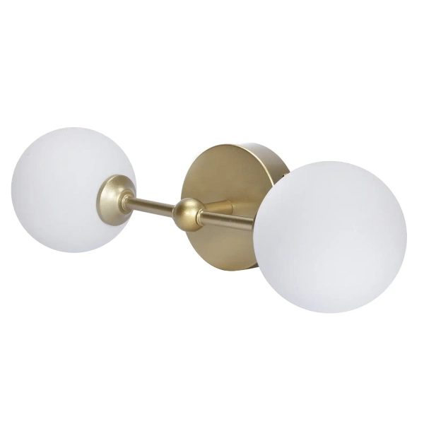 Szklana lampa ścienna Garda 1244 okrągła podwójna biała złota