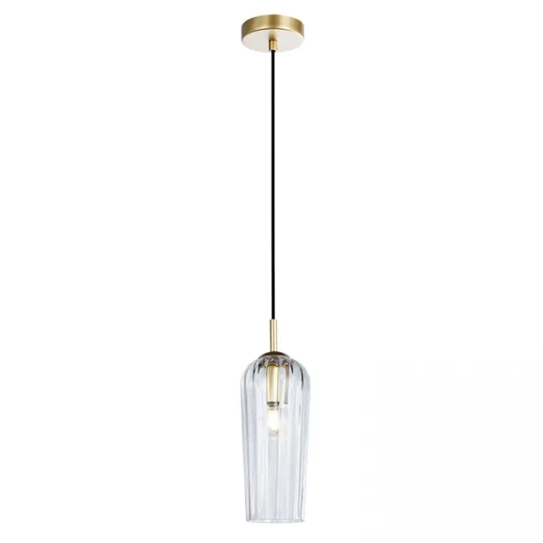 Szklana lampa wisząca 22119 do jadalni nad stół przezroczysta złoty