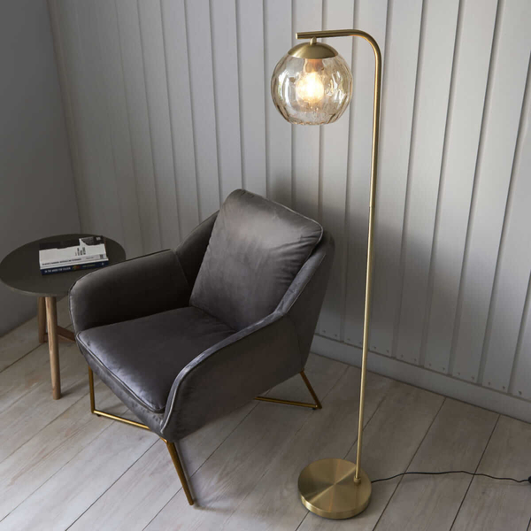 Kulista lampa podłogowa Dimple 98271 Endon szkło złota przezroczysta
