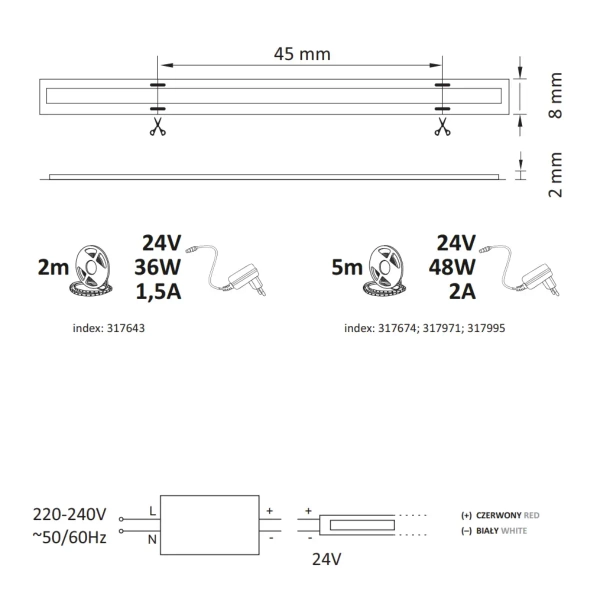 Pasek LED 33W 3000K COB 317971 Polux taśma 5 metrów 3050lm biały