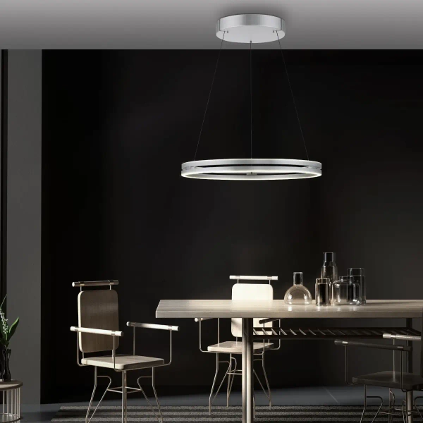 Lampa wisząca PUREE-LOOP srebrna pierścieniowa LED 53W 2700-5000K ring zmienna barwa 2551-95