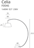 Podłogowa lampa Celia F0046 Maxlight łukowa z abażurem czarna