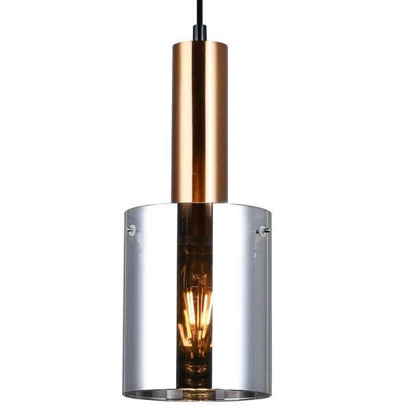 Loftowa LAMPA wisząca SARDO PND-5581-1-BRO+SG Italux skandynawska OPRAWA okrągły ZWIS szklana tuba mosiądz przydymiona