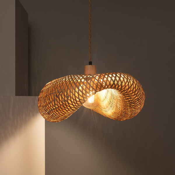 Wisząca lampa japandi Ponti ABR-LWPP1-E27 Abruzzo nad stół bambus brązowy