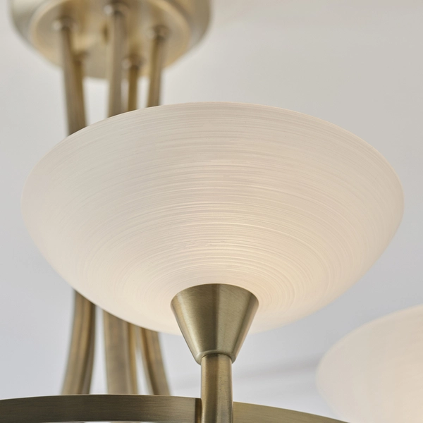 Żyrandol do salonu CAGNEY-5AB Endon antyczny szklany mosiądz biały