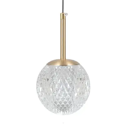 Kryształowa wisząca lampa Padri PND-40827-1-HBR-CL kula glamour złota