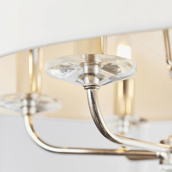 Żyrandol wiszący Nixon 60179 Endon klasyczny abażur nikiel ecru