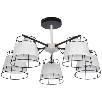 LAMPA sufitowa VEN W-N 2832/5 metalowa OPRAWA druciane klatki białe czarne