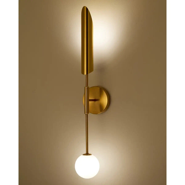 Lampa ścienna MIKA ST-F086 Step metal szklana kulka złota biała
