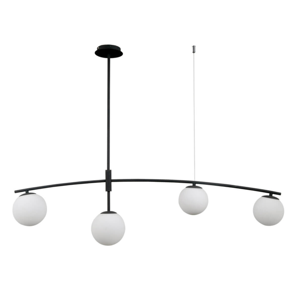 Modernistyczna LAMPA wisząca SENAI PND-31322-4A-SB Italux metalowa OPRAWA szklane kule zwis czarny