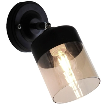 Szklana lampa ścienna tuba PORTO CL19020-1W-BL regulacja czarny bursztynowy